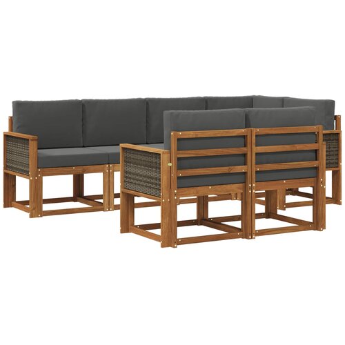 vidaXL Zunanja garnitura za sedenje 7 pcs Naravna in antracitna, (5000281894) Cene