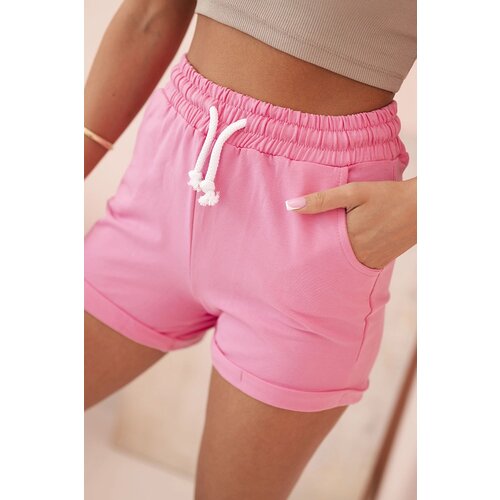 Kesi Women's cotton shorts with elastic and tie at the waist pink Cijene