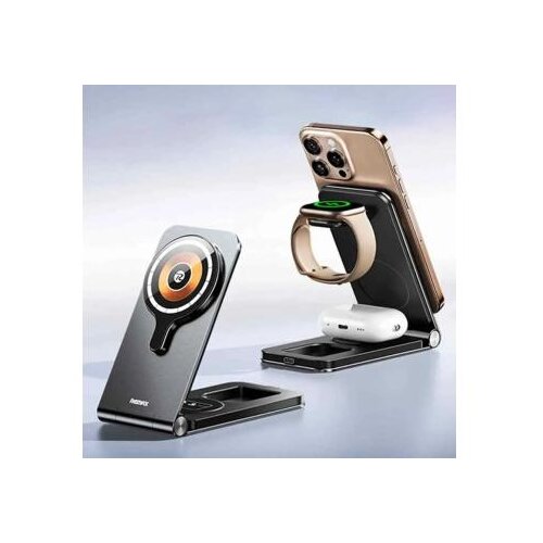 Remax RP-W3 -3 in 1 Foldable Aluminum Alloy Holder wireless charger Cene