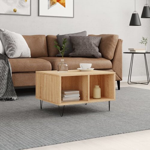 vidaXL Klubska mizica sonoma hrast 60x50x36,5 cm inženirski les Cene