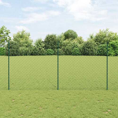 VidaXL ograda od lanca s 10 U postovima Zelena 1.5x10 m Čelik Slike