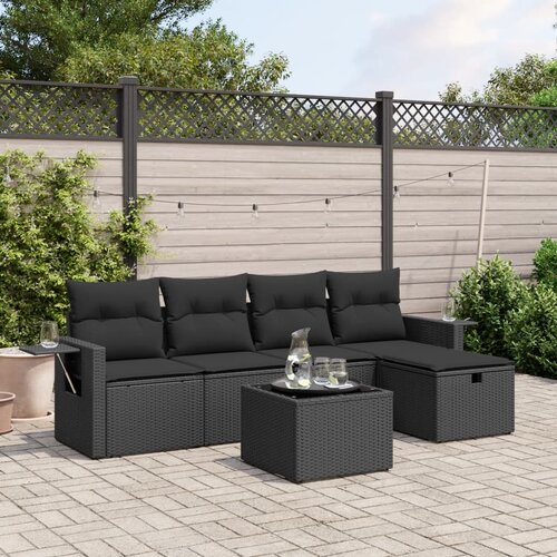 vidaXL 6-dijelni set vrtnih sofa s jastucima crni od poliratana Cijene