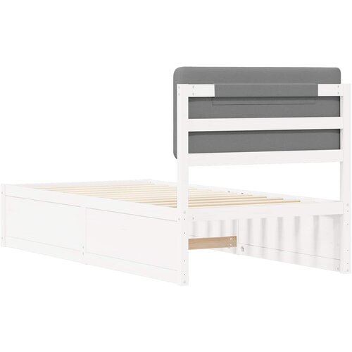  Krevetni okvir s tapiciranim uzglavljem Svijetlo siva Svjetlosiva 205.5 x 105.5 x 93 cm Slike