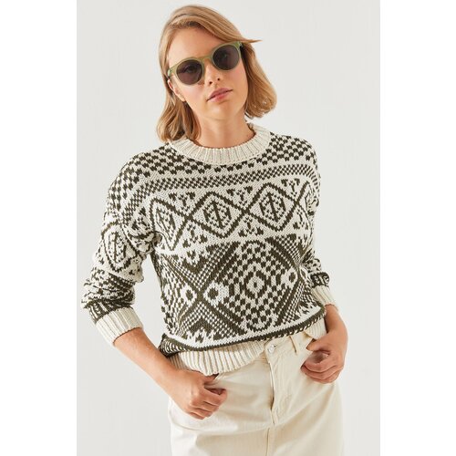 Bianco Lucci women's jacquard sweater Slike