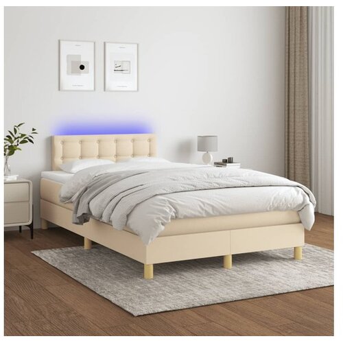  Krevet box spring s madracem LED krem 120 x 200 cm od tkanine Cene