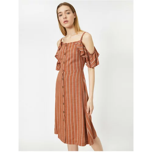 Koton Women's Brown Striped Dress