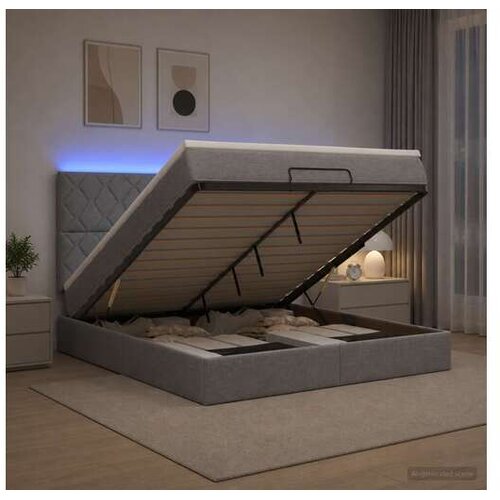  Krevet od pjene s madracem i LED-om Svjetlosiva 140 x 190 cm - Svjetlosiva 140 x 190 cm Dizajn s rombovima Cijene