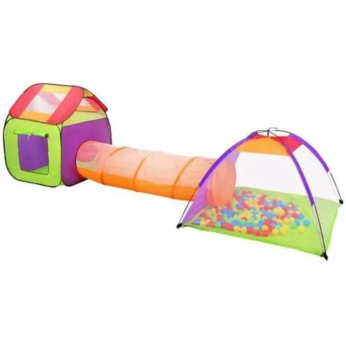 Kruzzel šotor za otroke 2x hiška + tunel + 200 žogic 0000288