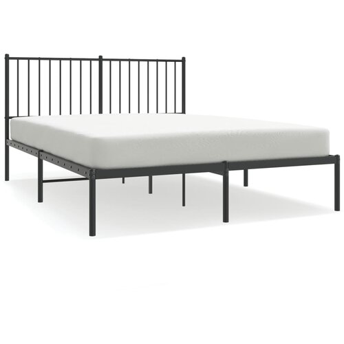 Maison Chic Kovinski Posteljni okvir - Dvoposteljna postelja - Zakonska postelja z vzglavjem črn 135x190 cm, (21692761) Slike