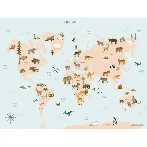 Vissevasse plakat World Map Animal 50x70 cm