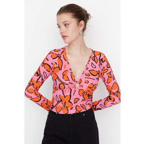Trendyol Pink Flare Sleeve Detailed Crop Knitted Blouse Slike