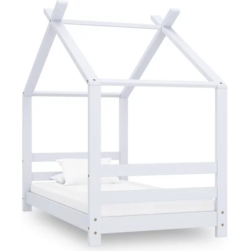  Otroški posteljni okvir bel iz trdne borovine 70x140 cm