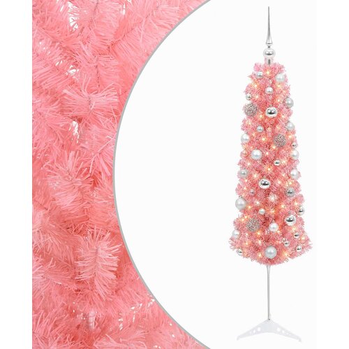  Umjetno vitko božićno drvce s kuglicama 150 cm 150 LED lampica Slike