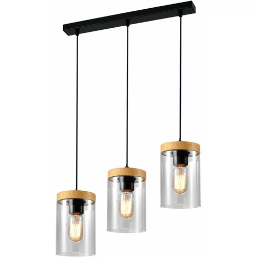 Candellux Lighting Črna/naravna viseča svetilka s steklenim senčnikom ø 12 cm Wels –