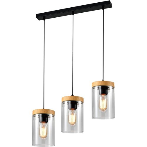 Candellux Lighting Wels Visilica Crna + Drvo 3x40W E27 Slike