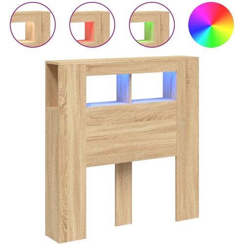 Maison Chic led posteljno vzglavje - vzglavna omarica - nočna omarica sonoma hrast 100x18,5x103,5 cm inž. les, (21708728) Slike