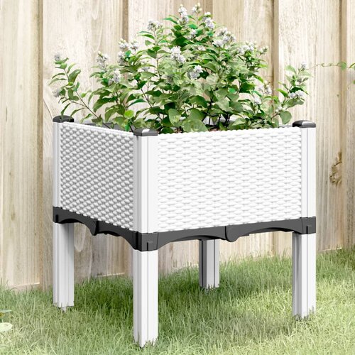 VidaXL Vrtna sadilica s nogama bijela 40 x 40 x 42 cm PP Slike