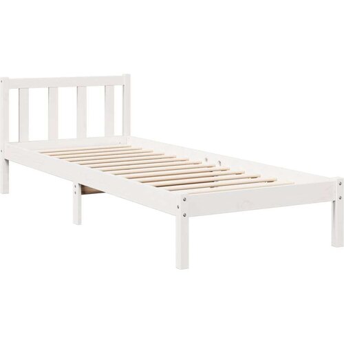 VidaXL Okvir kreveta bez madraca bijeli 90x210 cm masivna borovina Slike