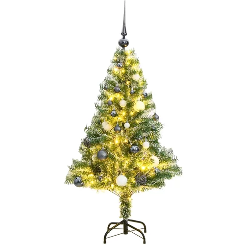  Umjetno božićno drvce 150 LED s kuglicama i snijegom 150 cm