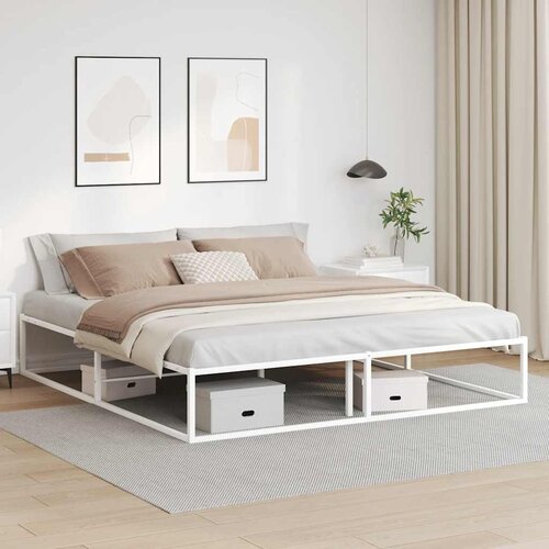 vidaXL Posteljni okvir brez vzmetnice bel 180x200 cm kovinska Cene