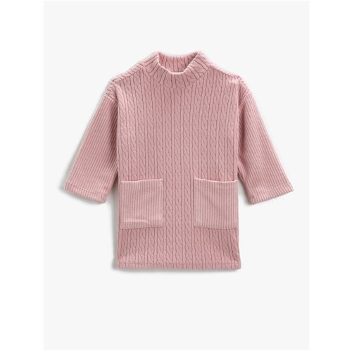 Koton Turtleneck Knit Dress Double Pocket Textured Slike