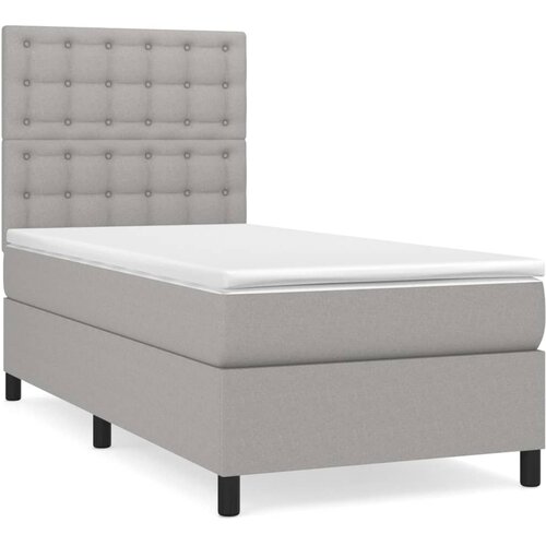  Box spring postelja z vzmetnico svetlo siva 90x200 cm blago Cene