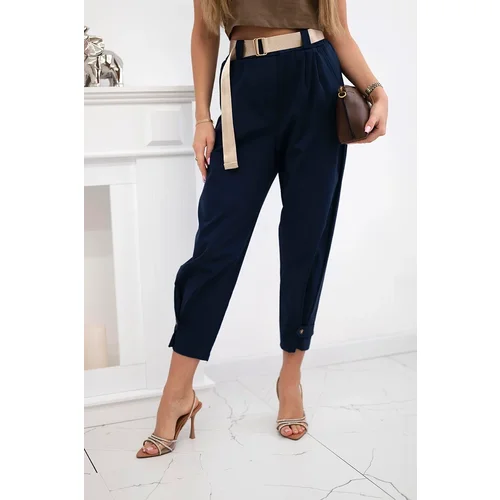 Kesi Włoski Summer Punto trousers with leg closure navy blue