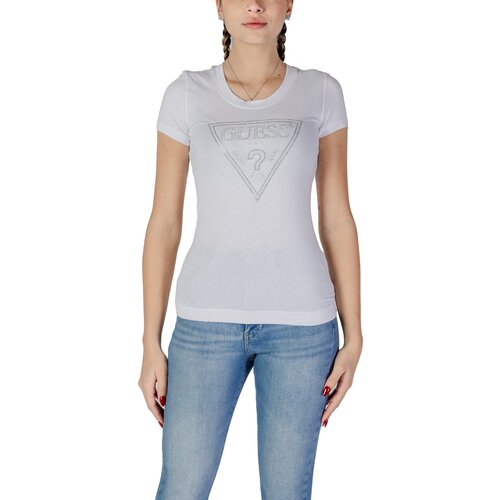 Guess Majice s kratkimi rokavi SS CN SHINY TRIANGLE W5RI11 J1314 Bela Cene