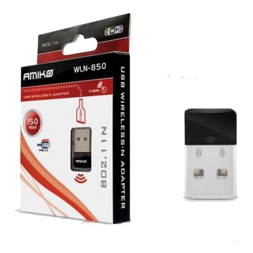Amiko Wi-Fi mrežna kartica WLN-850, USB, 2.4 GHz, 150 Mbps Slike