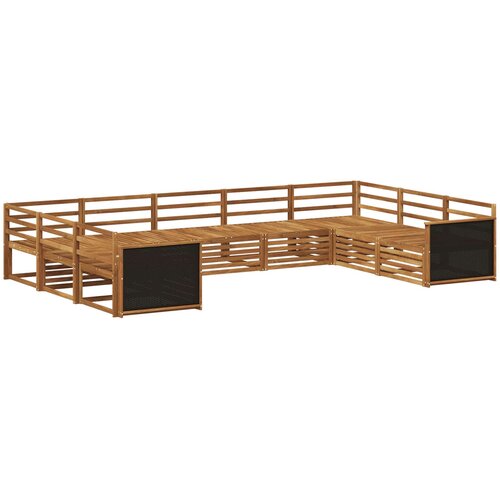  Set vanjskih sofa 9 kom. Prirodna Čvrsto drvo akacije Smeđa Slike