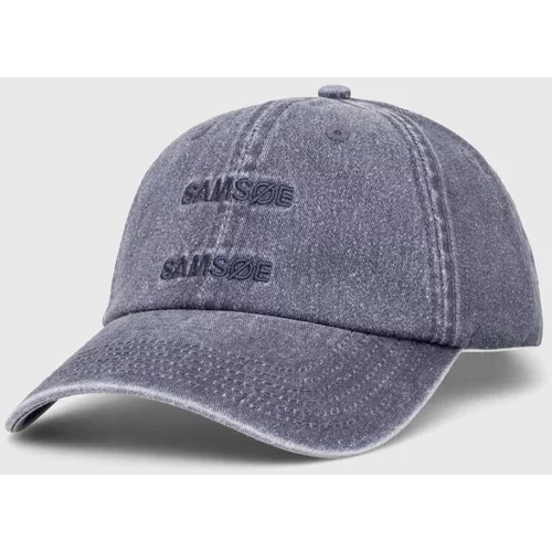 Samsoe Samsoe Bombažna bejzbolska kapa mornarsko modra barva
