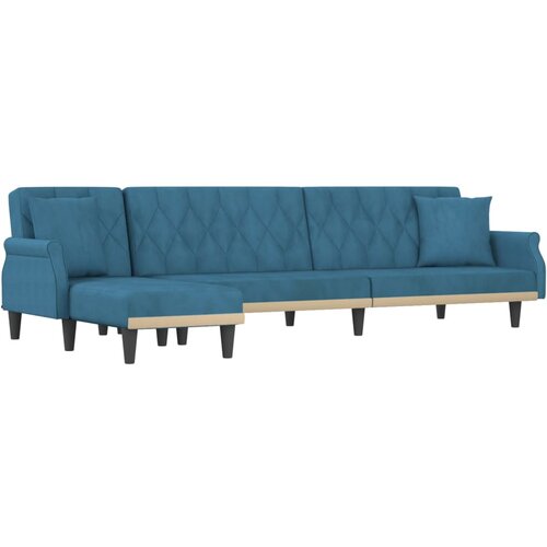 Maison Chic Raztegljiv kavč - Raztegljivi divan L oblike moder 271x140x70 cm žamet, (21729446) Slike