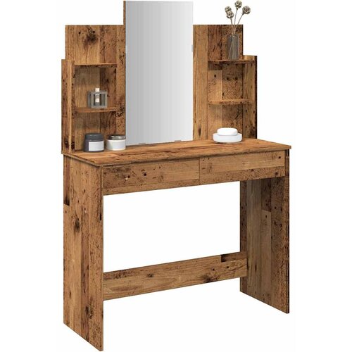 vidaXL toaletna mizica z ogledalom iz starega lesa 96x39x142 cm Cene