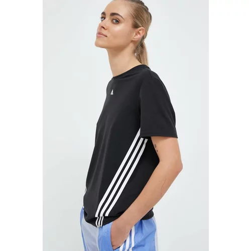 Adidas Kratka majica za vadbo Train Icons 3-Stripes črna barva