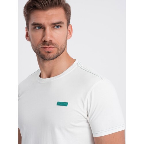 Ombre Men&amp;#039;s cotton t-shirt with contrasting thread - white Slike