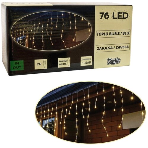 76 LED zavesa 2x0,5m toplo belo svetlo 52-191000 Slike