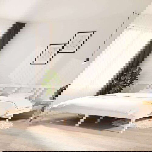  Posteljni okvir bel iz trdnega lesa 200x200 cm, (20645279) Slike