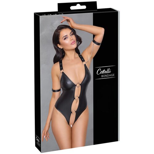 Cottelli Bondage - sjajni bodi s prstenovima i otvorenim dizajnom (crni) - L Cijene