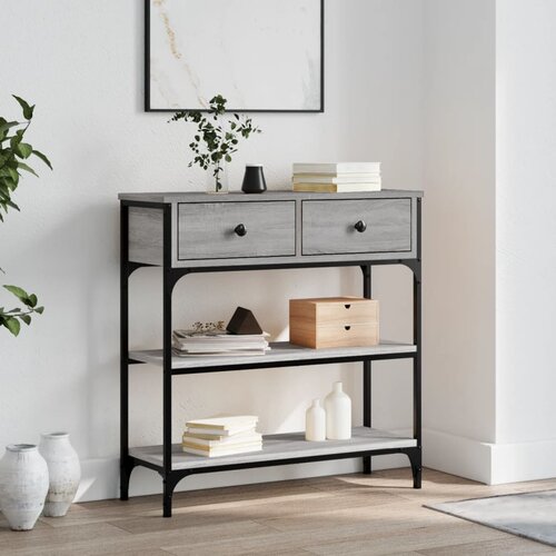vidaXL Konzolna mizica siva sonoma 72,5x25x75 cm inženirski les Cene