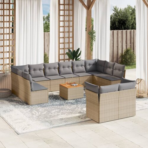 vidaXL 13-dijelni set vrtnih sofa s jastucima bež od poliratana Cene