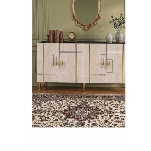 Hanah home komoda Ilay 150, 150 cm, antracit / travertin / zlatna Cene