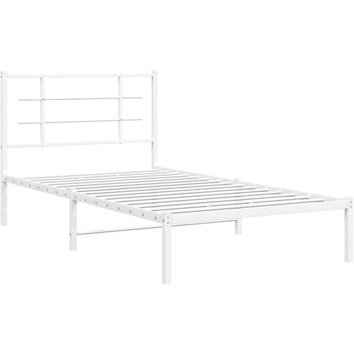 VidaXL Metalni okvir za krevet s uzglavljem bijeli 100x190 cm Slike