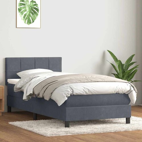 VidaXL Box Spring krevet s madracem tamno sivi 80x210 cm bar&amp;scaron;un Slike