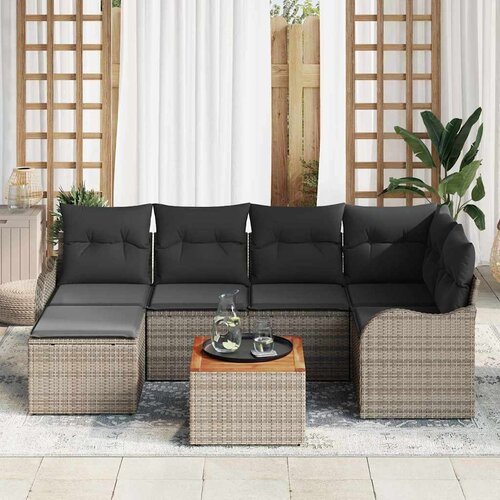  Sjedeća garnitura za vrt 7 kom. Siva poliratan 232,5 x 122,5 x 69 cm Slike
