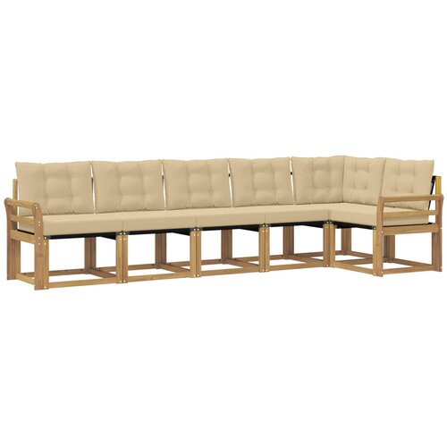 vidaXL Zunanja garnitura za sedenje z blazino 6 pcs Bela in bež, (5000280829) Cene