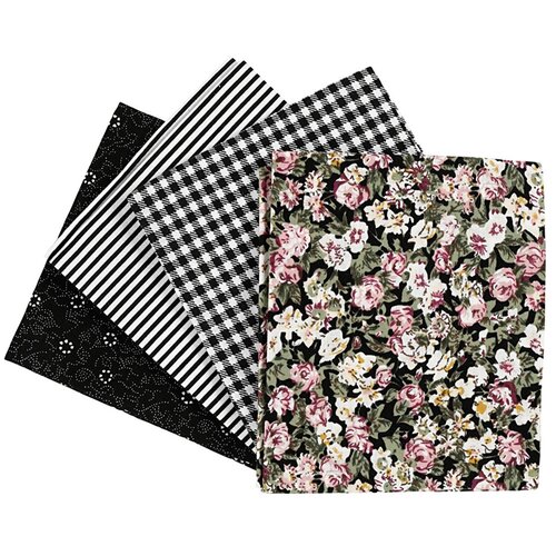  Tkanina za patchwork - crna - 4 kom - 45 x 55 cm (pamučna tkanina) Cijene