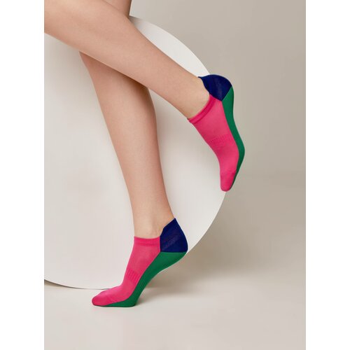 Conte Woman's Socks 393 Fuchsia Green Slike