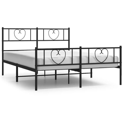 Maison Chic Kovinski Posteljni Okvir - Dvoposteljna postelja z vzglavjem in vznožjem črn 150x200 cm, (22080350) Cene