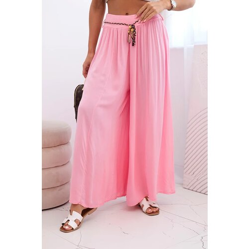 Kesi Włoski Women's wide-leg viscose trousers candy pink Cijene