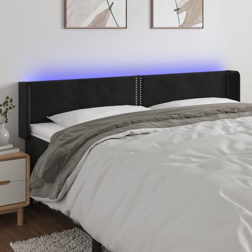 vidaXL LED posteljno vzglavje črno 183x16x78/88 cm žamet Cene